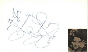 Brenda Lee Singer Signed 3" x 5" Index Card