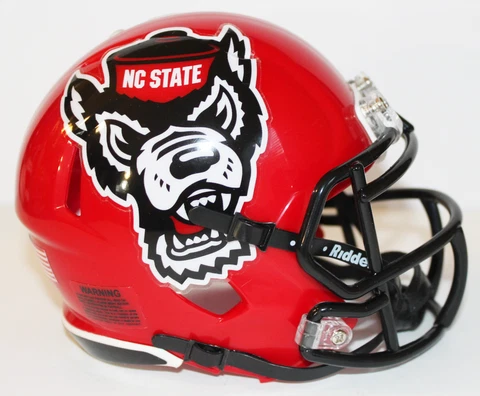 2021 NC State Wolfpack Custom Riddell Mini Helmet vs Miami Cover