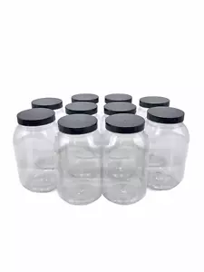 10 x 1 Litre Square Plastic Storage Jars Kitchen/Garage Organisation Silver Lids - Picture 1 of 5