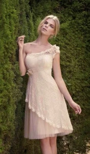 Carla Ruiz One-Shoulder Tulle Dress Dusty Pink Size 8 uk BOX1 DD 10 - Picture 1 of 13