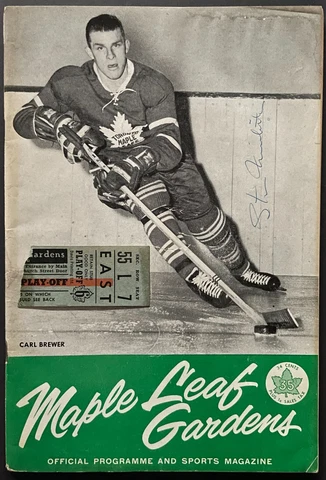 1962 Stanley Cup Finals Game 2 Ticket + Program Signed Stan Mikita Leafs Hockey Cover