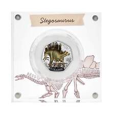 2024 Dino 02 Stegosaurus 50p Coloured Silver Proof Coin Royal Mint Box COA AA