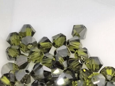Swarovski® Crystal Bicone Beads #5301 (5328) 4mm-Olivine Satin-48 Pc - Image 1 of 3