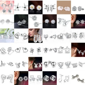 Moda Mujeres 925 Plata Cristal Estrás Pendientes Colgantes Joyería Regalo - Imagen 1 de 60