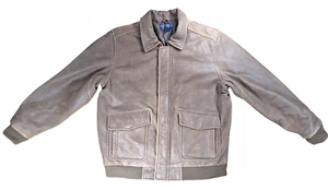 VTG Class Club 100% Leather Bomber Jacket Aviator Moto Size 16/18 Brown Unisex - Picture 1 of 6