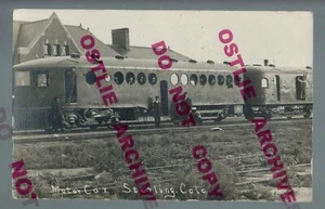 Sterling COLORADO RPPC 1910 MCKEEN MOTOR CAR Railroad DEPOT Train Station UP RR - Picture 1 of 3