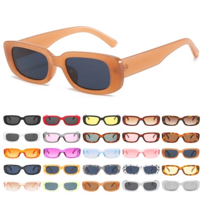 Rectangle Sunglasses Retro Trendy Square Vintage Glasses Aesthetic Accessories - Image 1 of 4