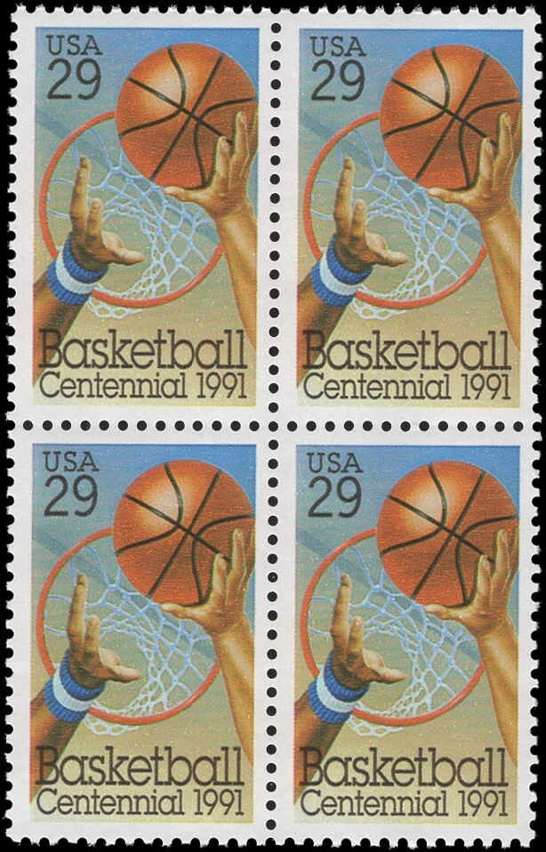 Scott # 2560 - Basketball Centennial - Block Of 4 - MNH - 1991 - Image 1 of 1
