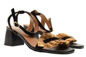 Gioseppo P18u shoes woman low heel sandals 45301 BLACK / GOLD - Picture 1 of 6