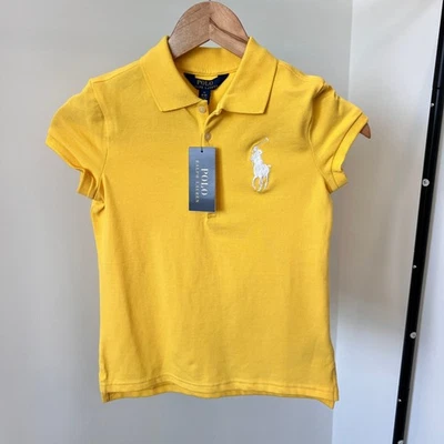 Polo Polo Ralph Lauren Amarillo Manga Corta Clásico Preppy Niñas M 8-10 Nuevo con Etiquetas Foto 1 de 4