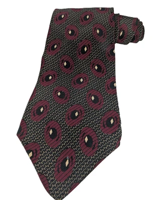 L'Atelier Men's 100% Italian Silk Necktie  57" L  4" W Burgundy & Blue - Image 1 of 4