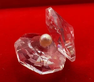 MINIATURA SWAROVSKI VINTAGE Cristal Almeja Concha con Perla Estatuilla, 1 Pulgada - Imagen 1 de 6