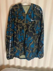Nike Running Jacket Mens XL Hoodie Blue/Brown Light - Picture 1 of 10