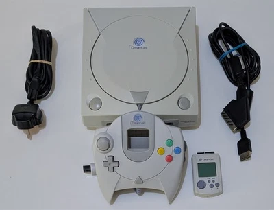 Sega Dreamcast Console VMU, Controller, RGB, Power Cable, New Battery + Warranty - Image 1 of 4
