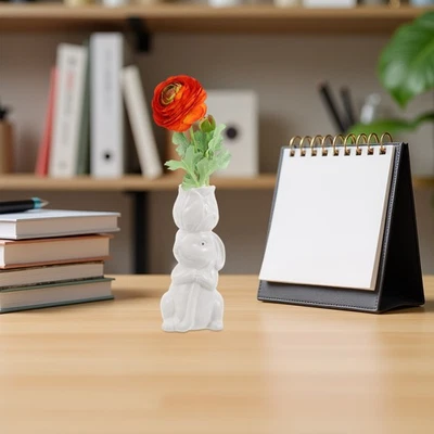  Keramikvase: Schmale Knospenvase – Osterhasenfigur mit Rosenkopf, ideal als - Bild 1 von 4