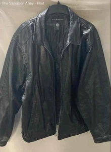 Croft & Barrow Mens Black Leather Long Sleeve Full-Zip Jacket Size 2XLT - Picture 1 of 6