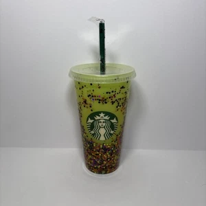 Bicchiere Starbucks personalizzato verde smerigliato e glitter 24 oz tazza fredda con coperchio e cannuccia NUOVO - Foto 1 di 8