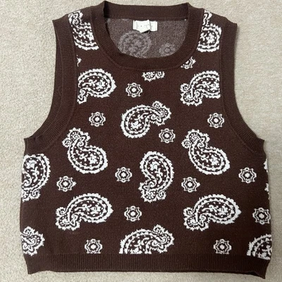 LA сердца женщин M свитер жилет Майка пейсли цветочный укороченный M Y2K ретро стиль  - Изображение 1 из 4