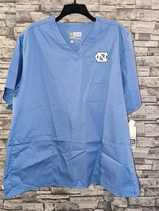 Camicia donna Wonder Work elasticizzata comoda blu scrub, NC Tar Heels taglia 2X nuova - Foto 1 di 8