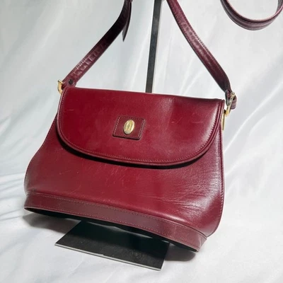 Cartier Mastline Shoulder Bag Leather Red Gold Fittings Authentic Used FromJapan - Image 1 of 4