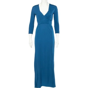 Bottega Veneta Blue Crepe V-Neck Long Sleeve Maxi Dress S - Picture 1 of 7