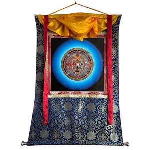 Kalachakra Mandala thangka, brocado de seda montado kalachakra, rueda del tiempo - Imagen 1 de 8
