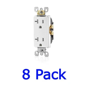 Leviton 20 Amp Duplex Electrical Wall Outlet, T5825-W  8-Pack *OPEN-NOT IN BOX* - Picture 1 of 5