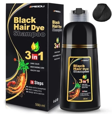 Champú tinte color cabello Meidu cambia el color del cabello en 5 minutos negro 500 ml Foto 1 de 2