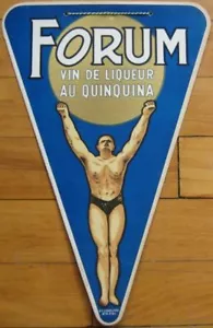Letrero publicitario triangular francés ""Foro"" art deco moderno 1930 - licor/licor - Imagen 1 de 1