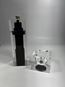 Macinapepe Vintage Tre Spade Italy 5,5” Cantina Sale Acrilico Trasparente e Nero - Foto 1 di 15