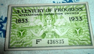 1933 Century of Progress International Exposition CHICAGO World's Fair Ticket - Picture 1 of 5