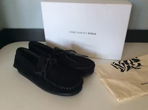 Mocasines de cuero de gamuza negra Isabel Marant NUEVOS EN CAJA £260 planos talla 35 Reino Unido 2 - Imagen 1 de 8