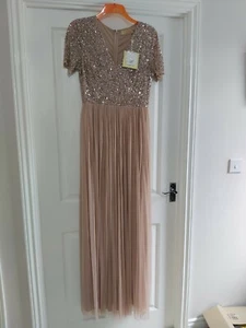 Asos maya sequin in Taupe Blush wedding - bridesmaid maxi dress(size -12 Tall ) - Picture 1 of 7