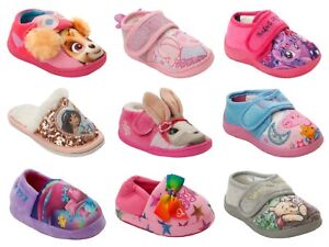 GIRLS OFFICIAL BRANDED CARTOON CHARACTER NOVELTY SLIPPERS INFANTS KIDS SIZE 5-2