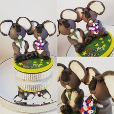 Personalised novelty Wedding Cake Topper Bride and Groom clay 