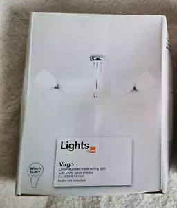 B&Q Virgo Triple Ceiling Light White Shades & Chrome Plated Brand New & Boxed*** - Picture 1 of 20