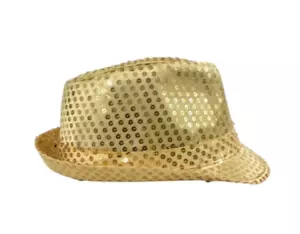 Gold Sequin Fedora Party Hat - Picture 1 of 4