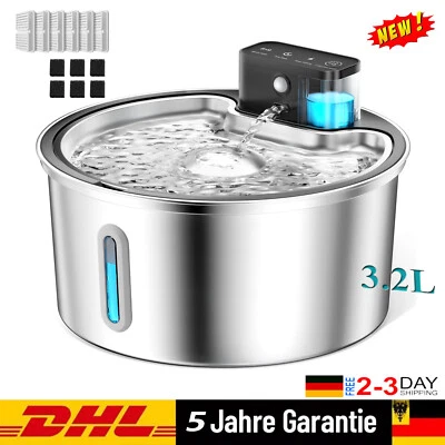 3.2L Edelstahl Trinkbrunnen Katzenbrunnen Leise Katzen Sensor Trinkbrunne Leise - Bild 1 von 4