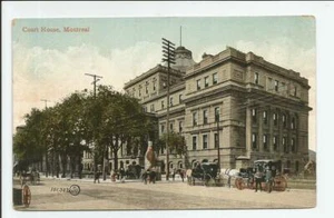 Postal Court House Building Montreal Quebec Canadá 1911 carruajes de caballos calle - Imagen 1 de 2