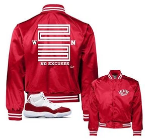 Jacket To Match Jordan 11 Cherry Varsity Red - Win 23 Satin Jacket - Picture 1 of 3