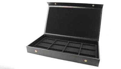 Pocket Watch Display Case Storage Box For 12 Watches Black Liner Snap Buttons - Image 1 of 3