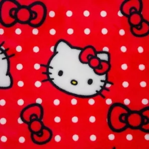NEW Sanrio Hello Kitty Red Polka Dots Sherpa Throw Blanket | 50 x 60 Inches CUTE - Picture 1 of 8