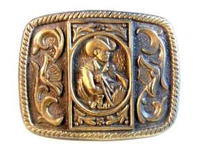 Vintage Western Cowboy & sein Pferd Gürtelschnalle - Bild 1 von 3