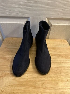 Nuevo Ron Blanco Gina Azul Marino Resistente al Agua Gamuza Cuero Botín Botines 9 (39) Foto 1 de 4