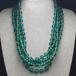 Amazing Vintage Green Color African Style Glass Beads Necklace - Picture 1 of 16