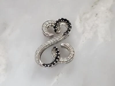 Jane Seymore Sterling Silver Black And White Diamonds Pendant ~ 4.0 g ~ 2-D190 - Image 1 of 4