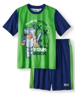 Nuevo con etiquetas Pijama para niños XS (4/5) Juego de 2 piezas Minecraft Verde y Azul Tejido Top y Pantalones Cortos para Dormir - Imagen 1 de 4