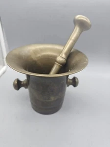 Heavy Brass Mortar & Pestle Fine Vintage Antique 5.5" x 6" - Picture 1 of 12