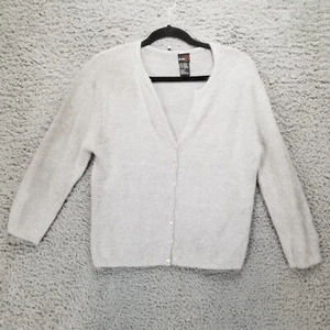 Studio Y Sweater Womens Large Gray Long Sleeve Button Up V Neck Cardigan - Picture 1 of 8