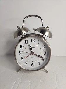 Sharp Twin Alarm Clock Metal Backlight Glow Vintage Old Fashioned Bell SPC800 - Picture 1 of 7